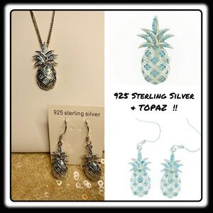 NWT Sterling Silver & TOPAZ Pineapples pendant & earrings 💕💕 new line💕💕